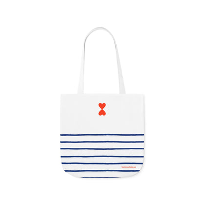 Canvas Tote Bag White Navy Stripes - French Chic Stylish Trendy Design