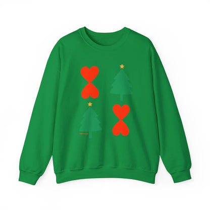 Christmas Trees & Heart Modern Sweatshirt Green Unisex