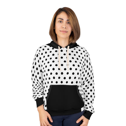 Polka Dots Black & White Designer Unisex Pullover Hoodie