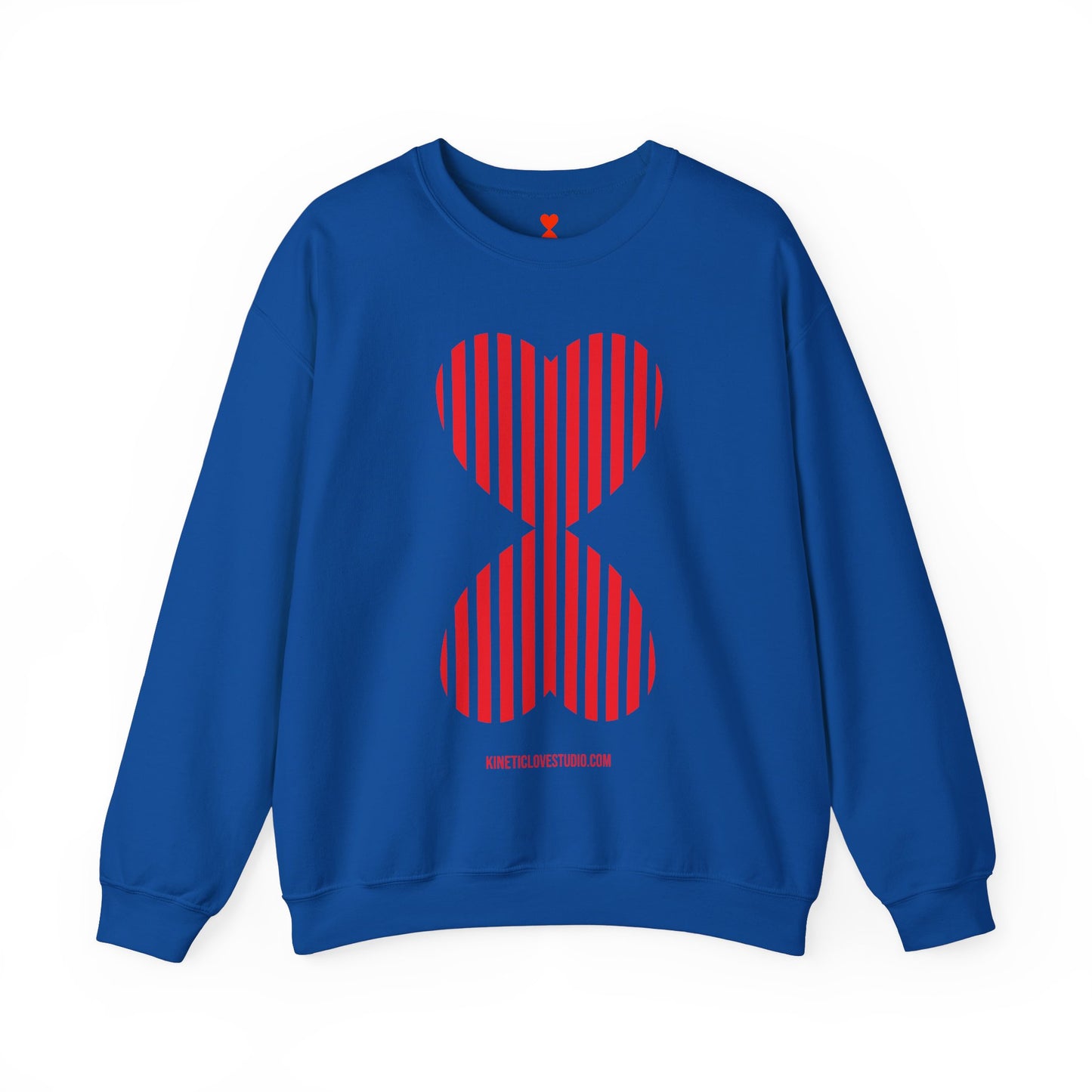 Red Striped Double Hearts Contemporary Design Unisex Sweatshirt - Signature Collection by Kinetic Love Studio