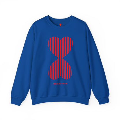 Red Striped Double Hearts Contemporary Design Unisex Sweatshirt - Signature Collection by Kinetic Love Studio