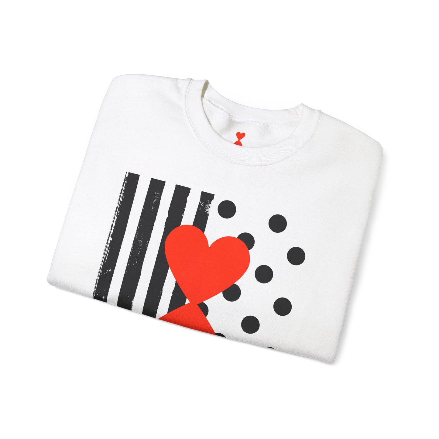 Dots & Stripes Red Heart Modern Design Gray Sweatshirt