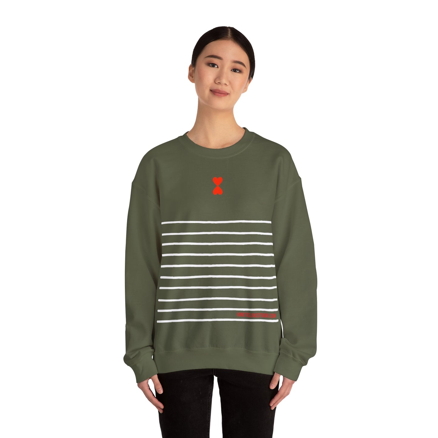 Green White Stripe Unisex Sweatshirt - Signature Collection by Kinetic Love Studio