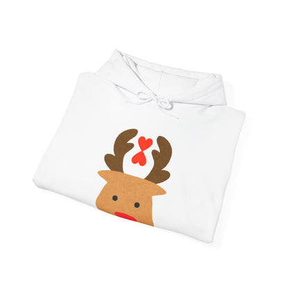 Christmas Reindeer Hoodie red heart