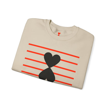 Red Stripes & Hearts Modern Design Unisex Sweatshirt - Signature Collection by Kinetic Love Studio