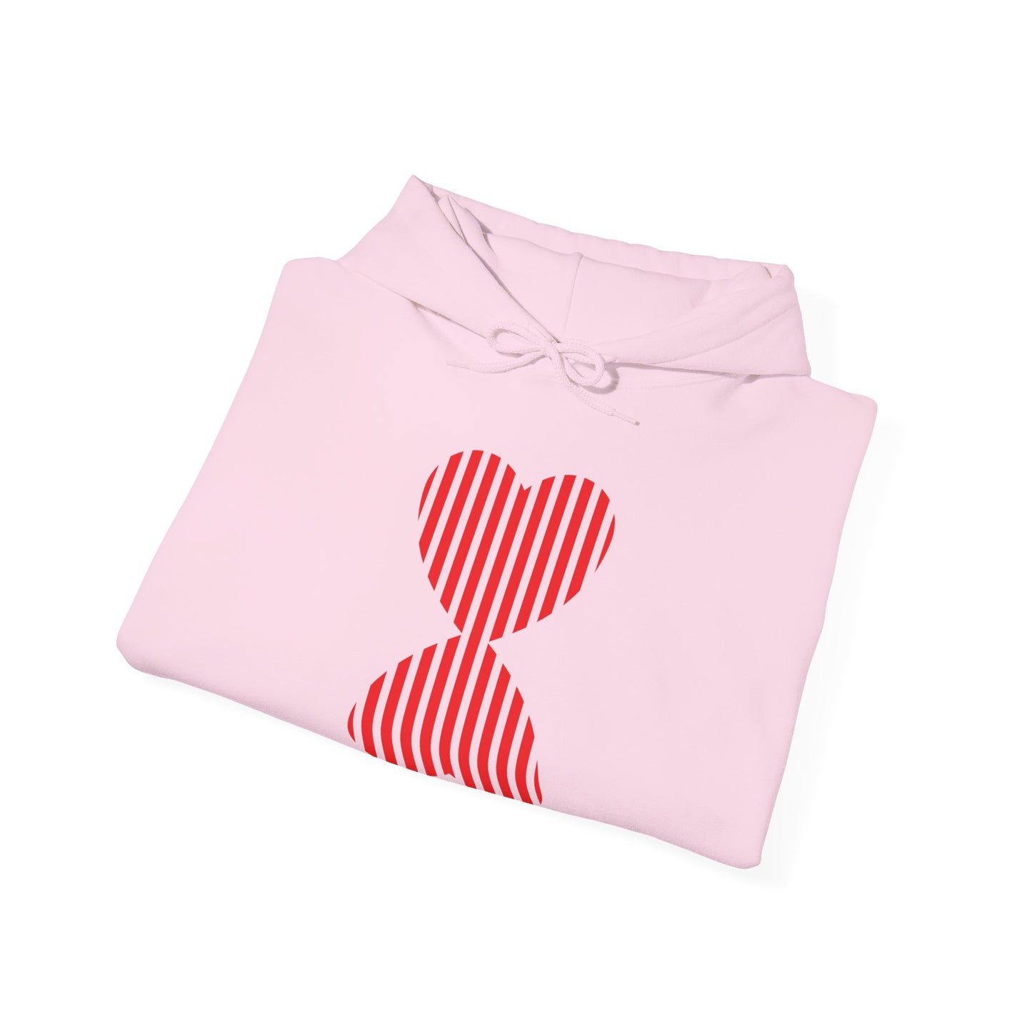 Striped Heart Hooded Sweatshirt Hoodie - Modern Red Heart Design