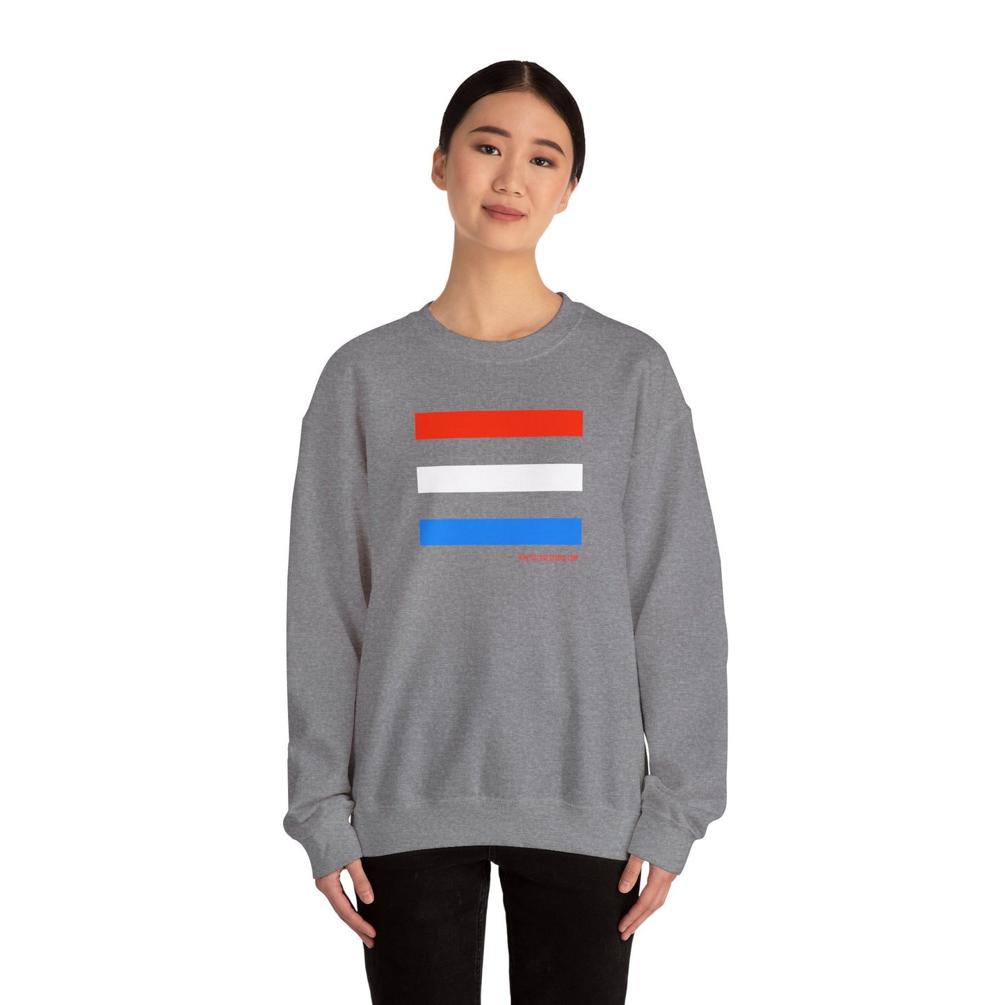 French Chic Tri-Color Stripes Stylish Unisex Sweatshirt - Blue Stripes Red Heart Contemporary Design