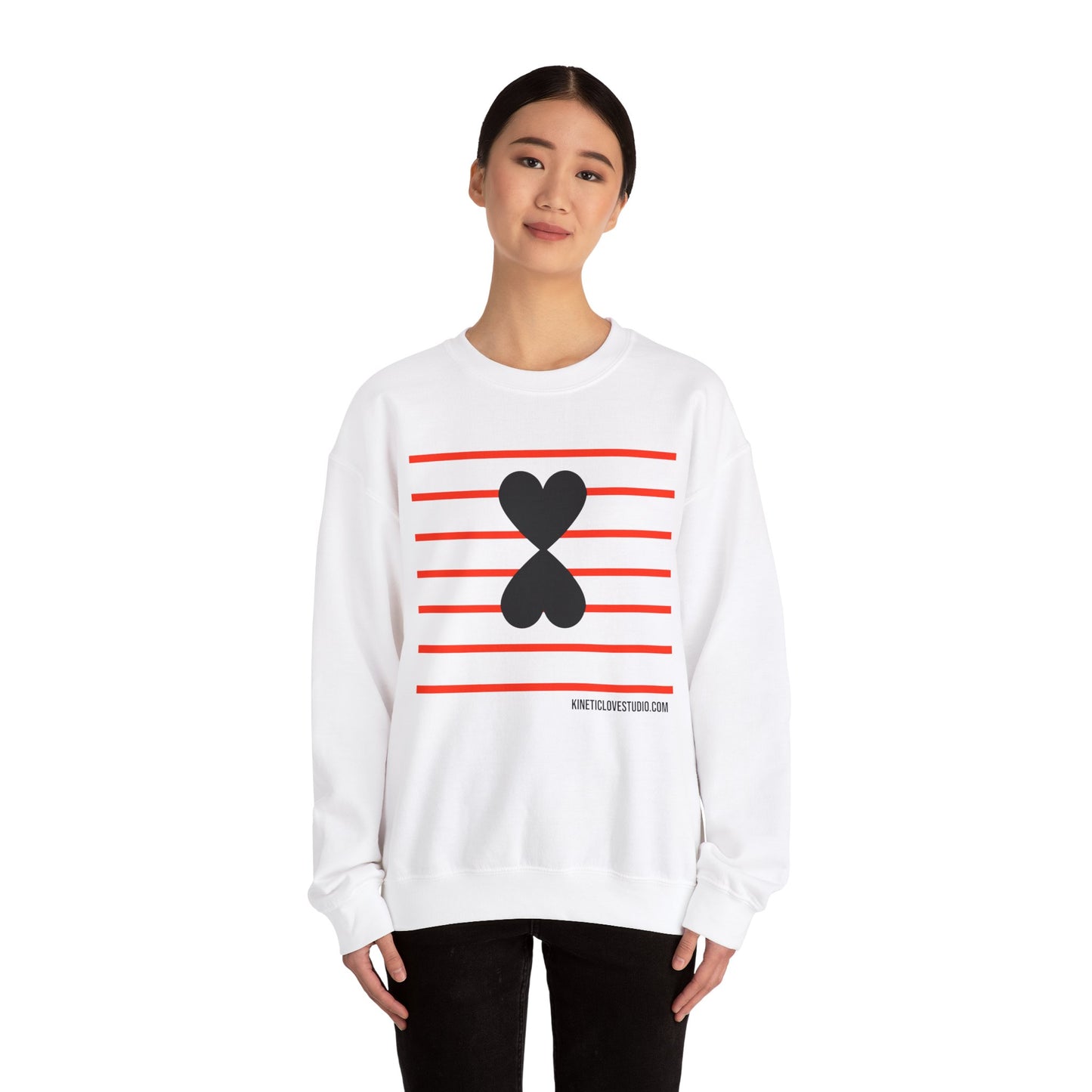 Red Stripes & Hearts Modern Design Unisex Sweatshirt - Signature Collection by Kinetic Love Studio