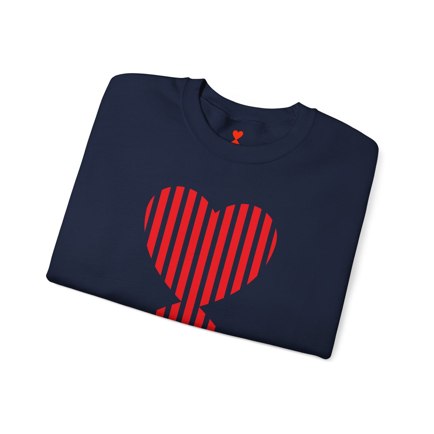 Red Striped Double Hearts Contemporary Design Unisex Sweatshirt - Signature Collection by Kinetic Love Studio