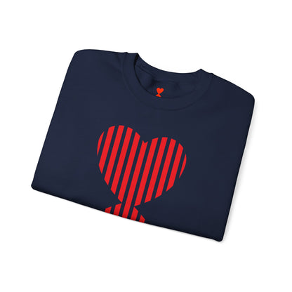 Red Striped Double Hearts Contemporary Design Unisex Sweatshirt - Signature Collection by Kinetic Love Studio