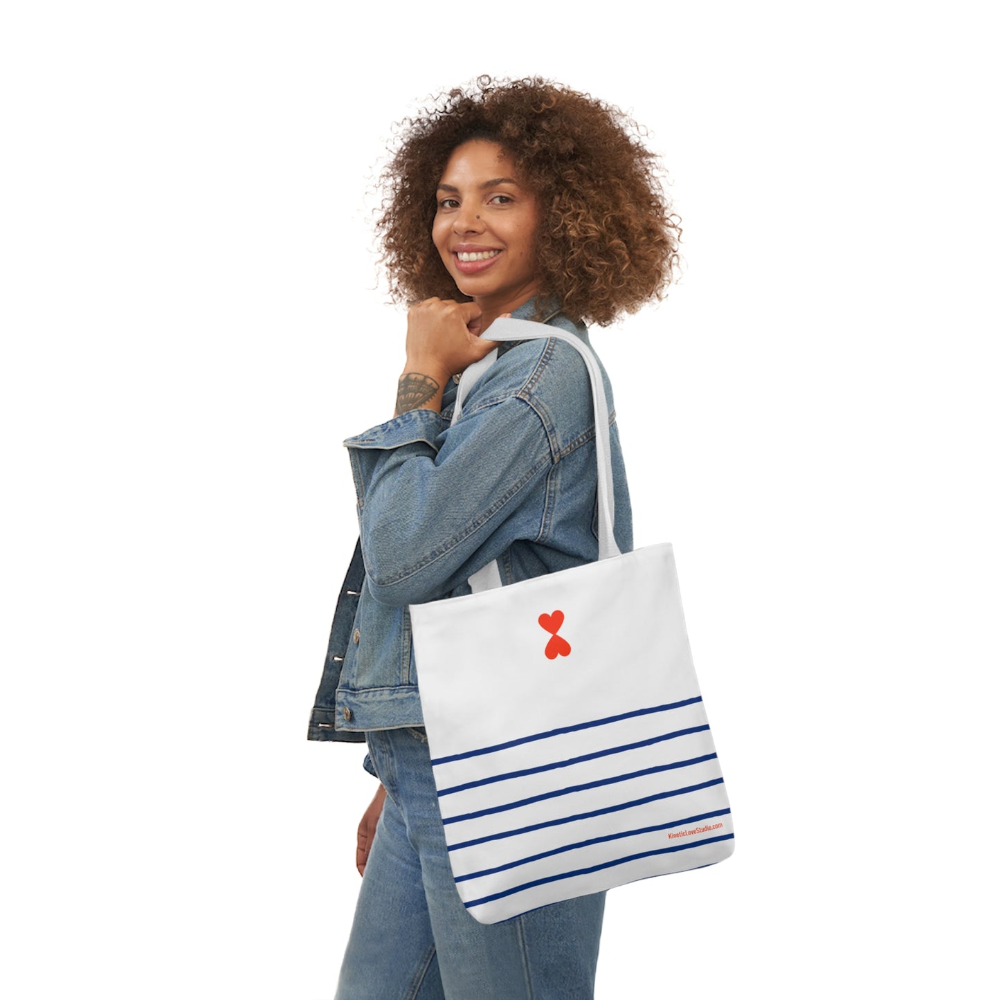 Canvas Tote Bag White Navy Stripes - French Chic Stylish Trendy Design