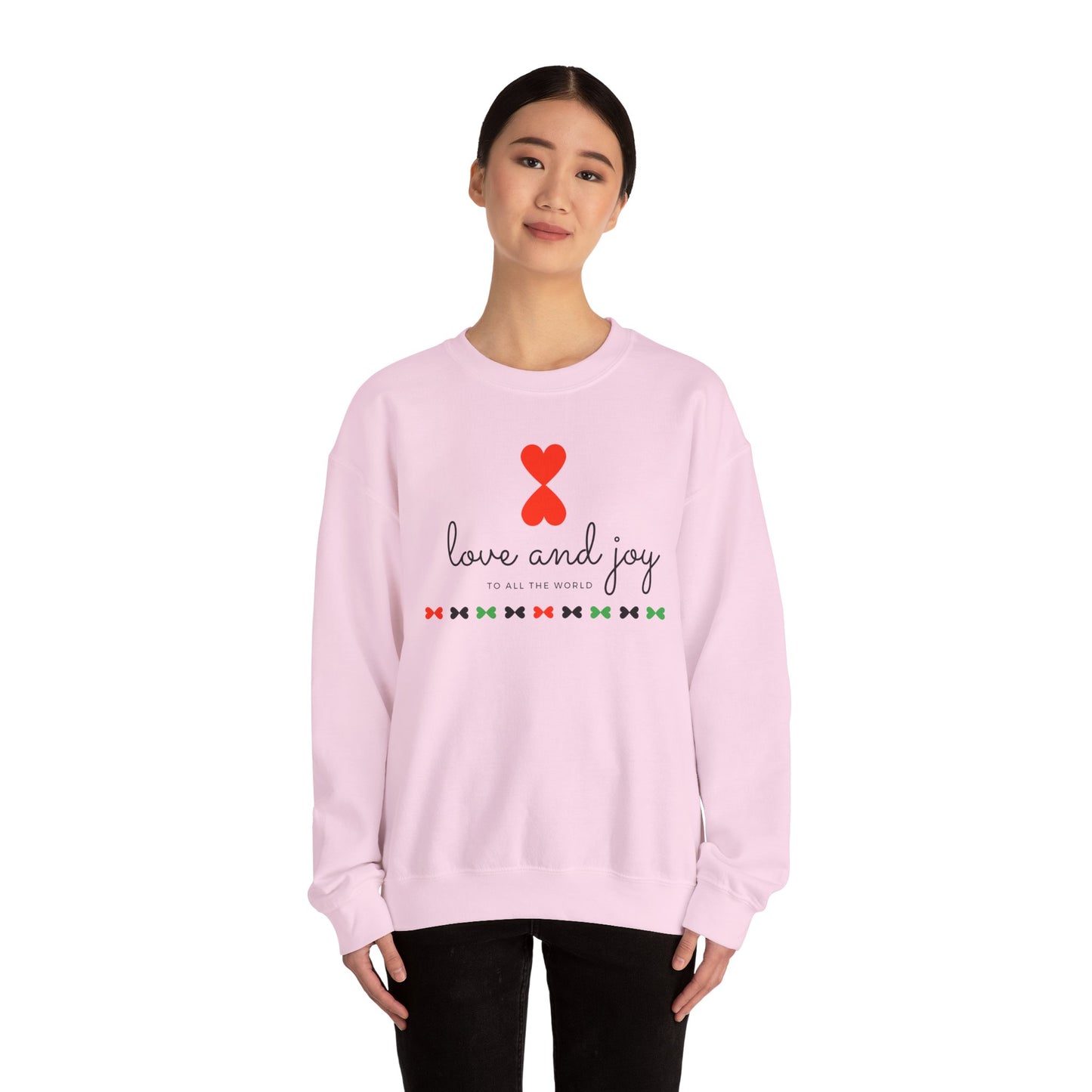 Christmas Love & Joy Modern Design Sweatshirt White Pink Blue - Holiday Edition Unisex