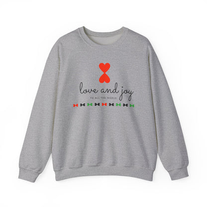 Christmas Love & Joy Modern Design Sweatshirt White Pink Blue - Holiday Edition Unisex