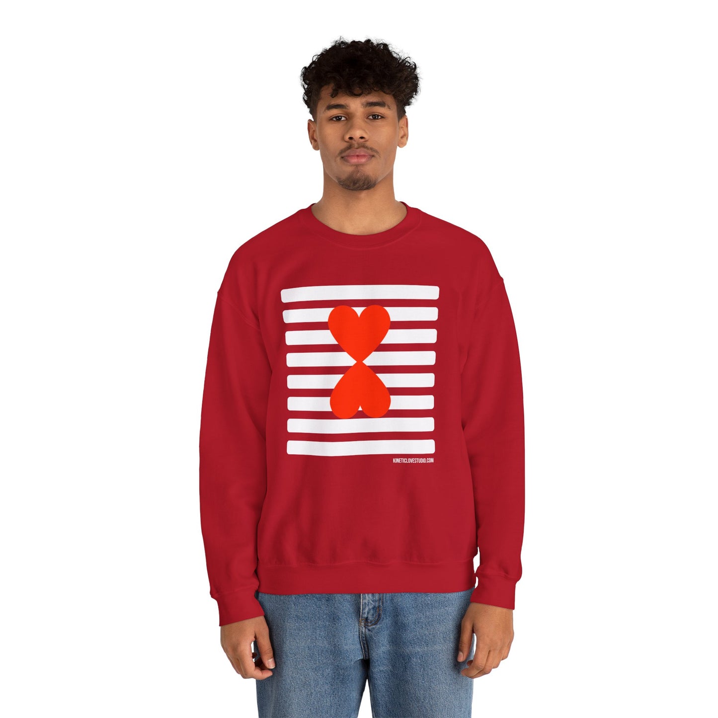 Holiday Edition Modern Couple Sweatshirt - White Stripes Red Hearts