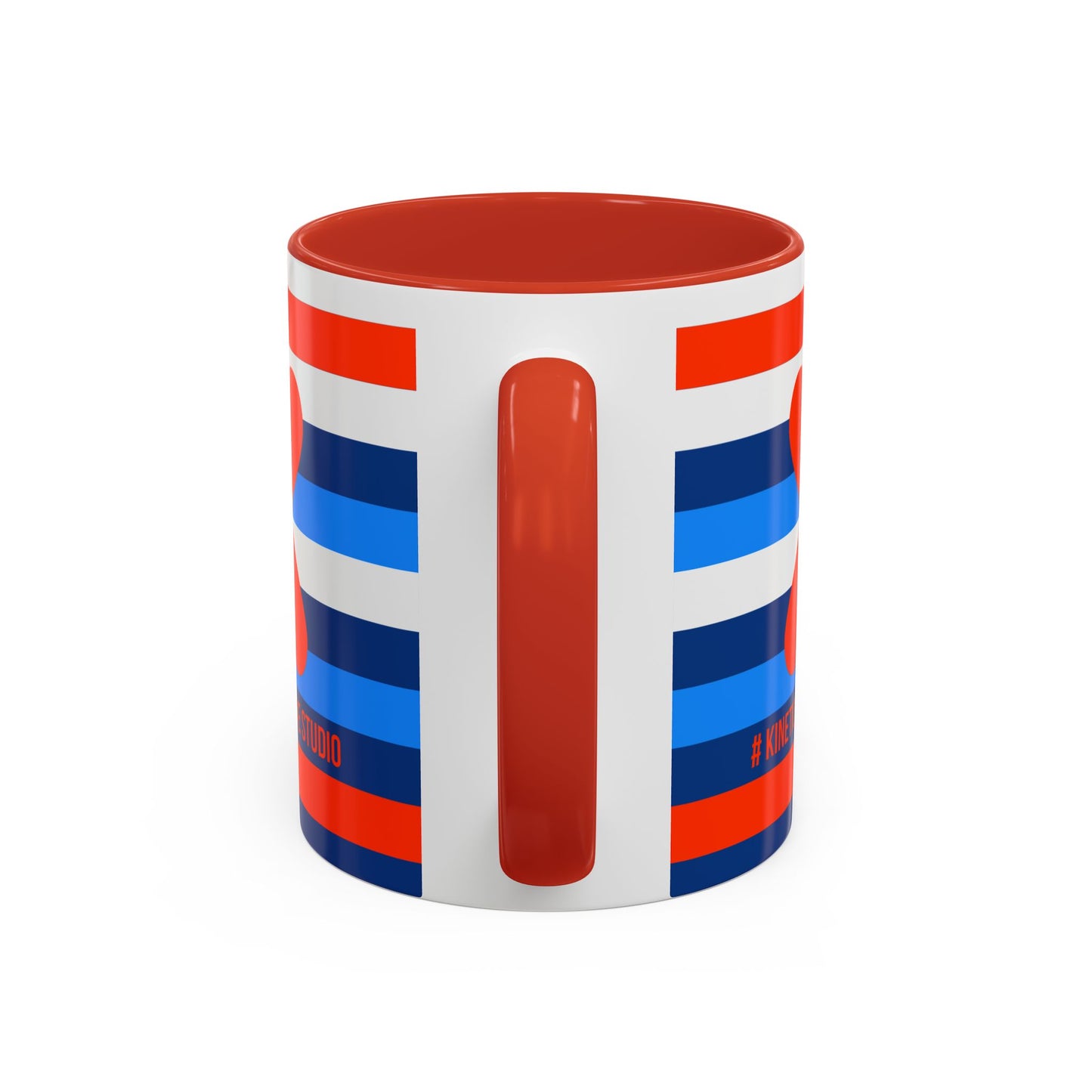 Coffee Mug Blue Red White Stripes Parisian Trendy Style Modern Contemporary Design