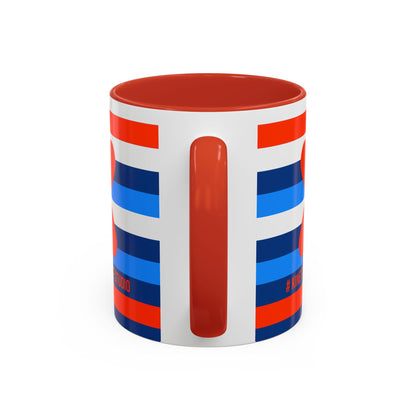 Coffee Mug Blue Red White Stripes Parisian Trendy Style Modern Contemporary Design