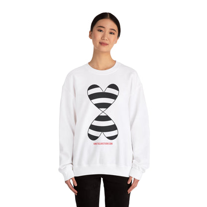 Black & White Striped Double Hearts Music Notes Sweatshirt FW24