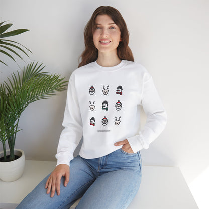 Christmas Cartoon Sweatshirt White Pink Unisex