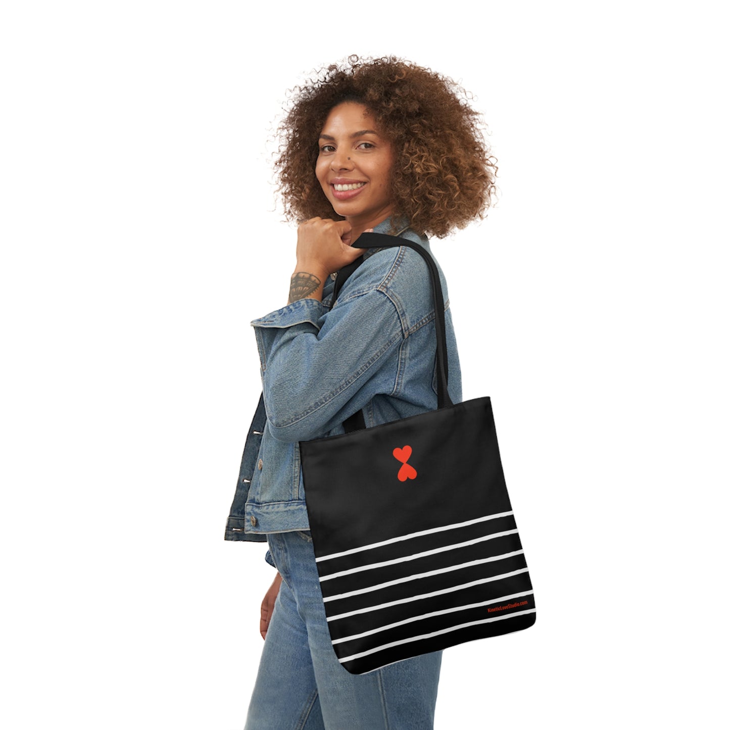 Canvas Tote Bag Black - French Chic Stripes Stylish Trendy Design