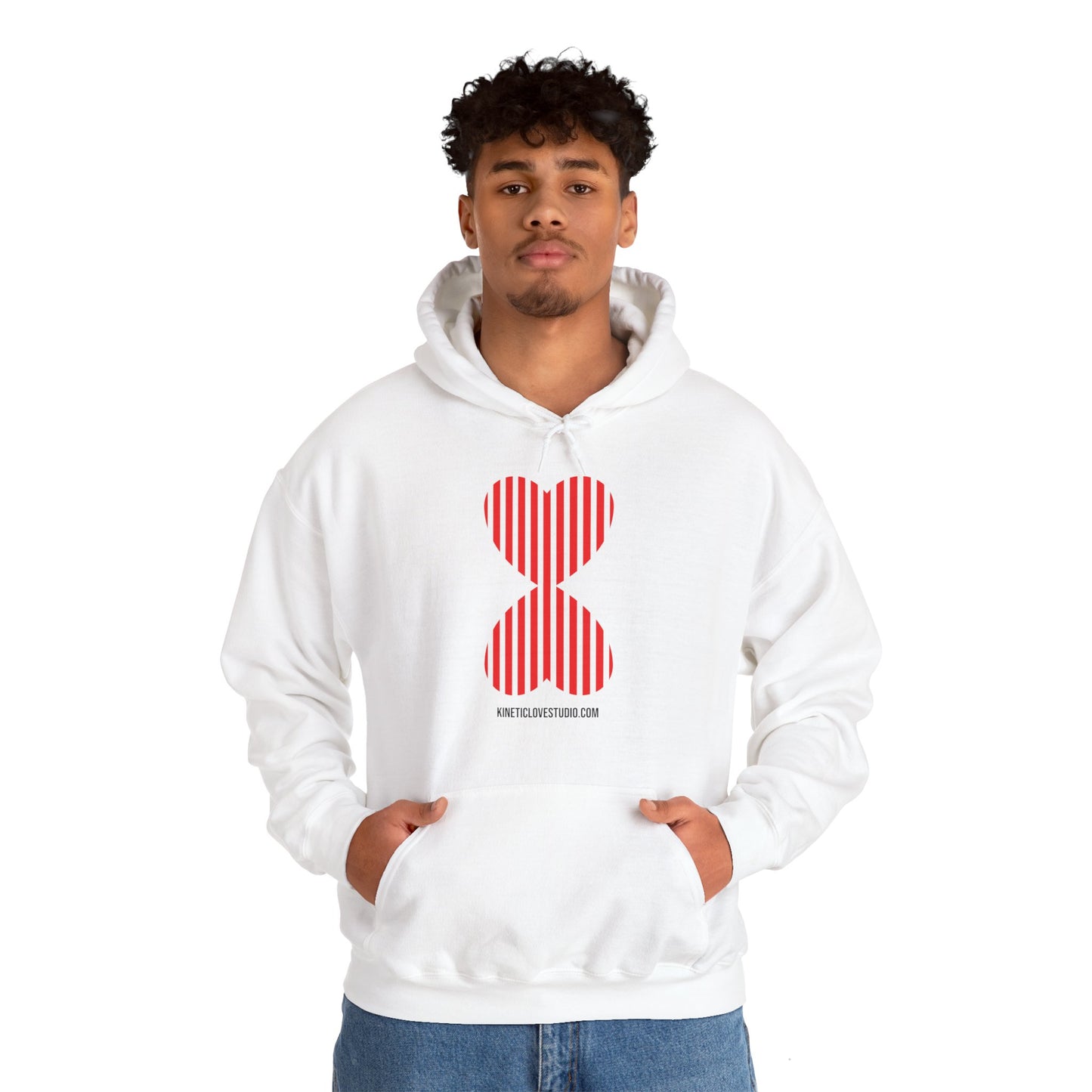 Paris Modern Design Striped Heart Navy Hooded Sweatshirt Hoodie - Modern Red Heart Design