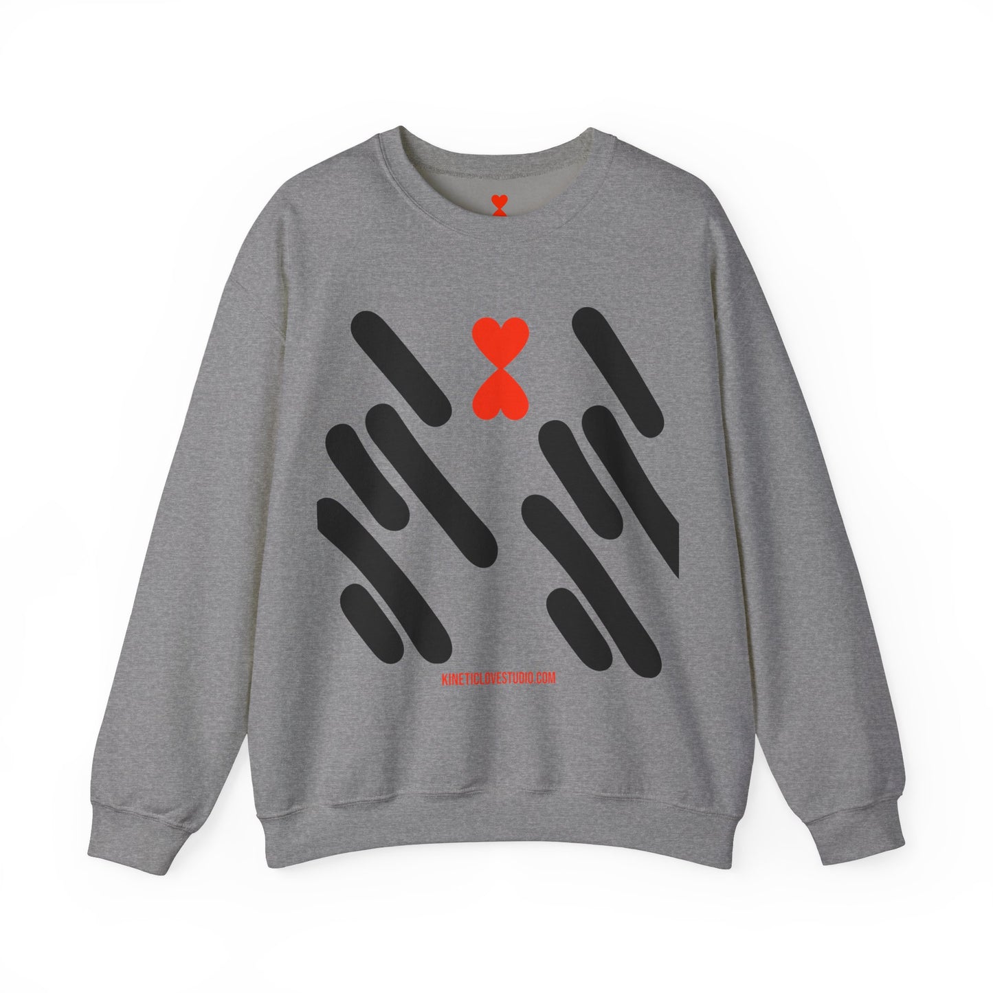 Abstract Stripes Red Heart Crewneck Sweatshirt