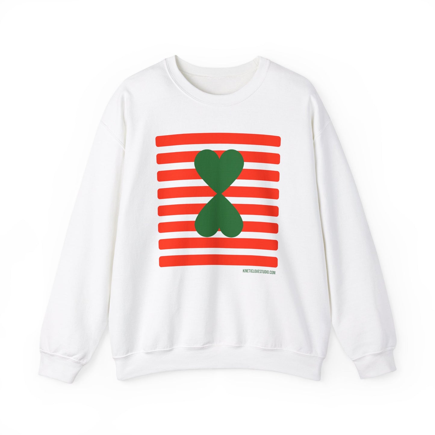 Holiday Edition Modern Couple Sweatshirt - White Stripes Red Hearts