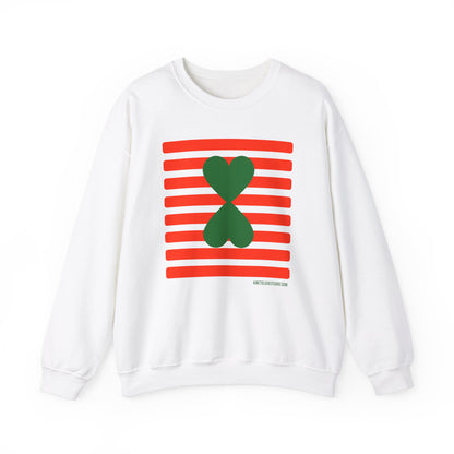 Holiday Edition Modern Couple Sweatshirt - White Stripes Red Hearts