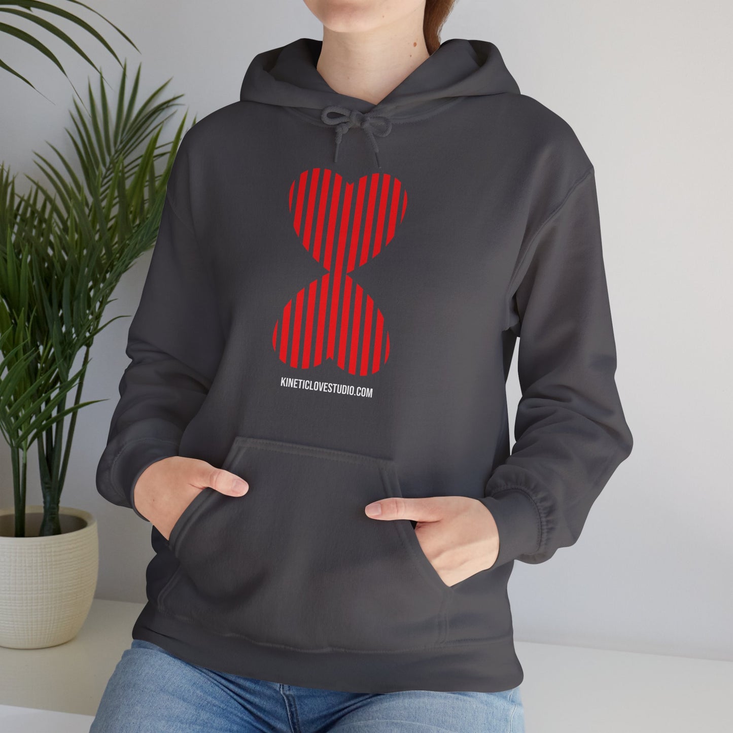 Paris Style Striped Heart Modern Design Khaki Hooded Sweatshirt Hoodie - Modern Red Heart Design