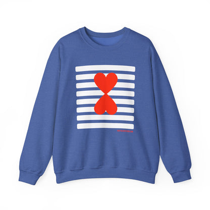 Holiday Edition Modern Couple Sweatshirt - White Stripes Red Hearts