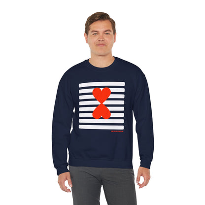 Holiday Edition Modern Couple Sweatshirt - White Stripes Red Hearts