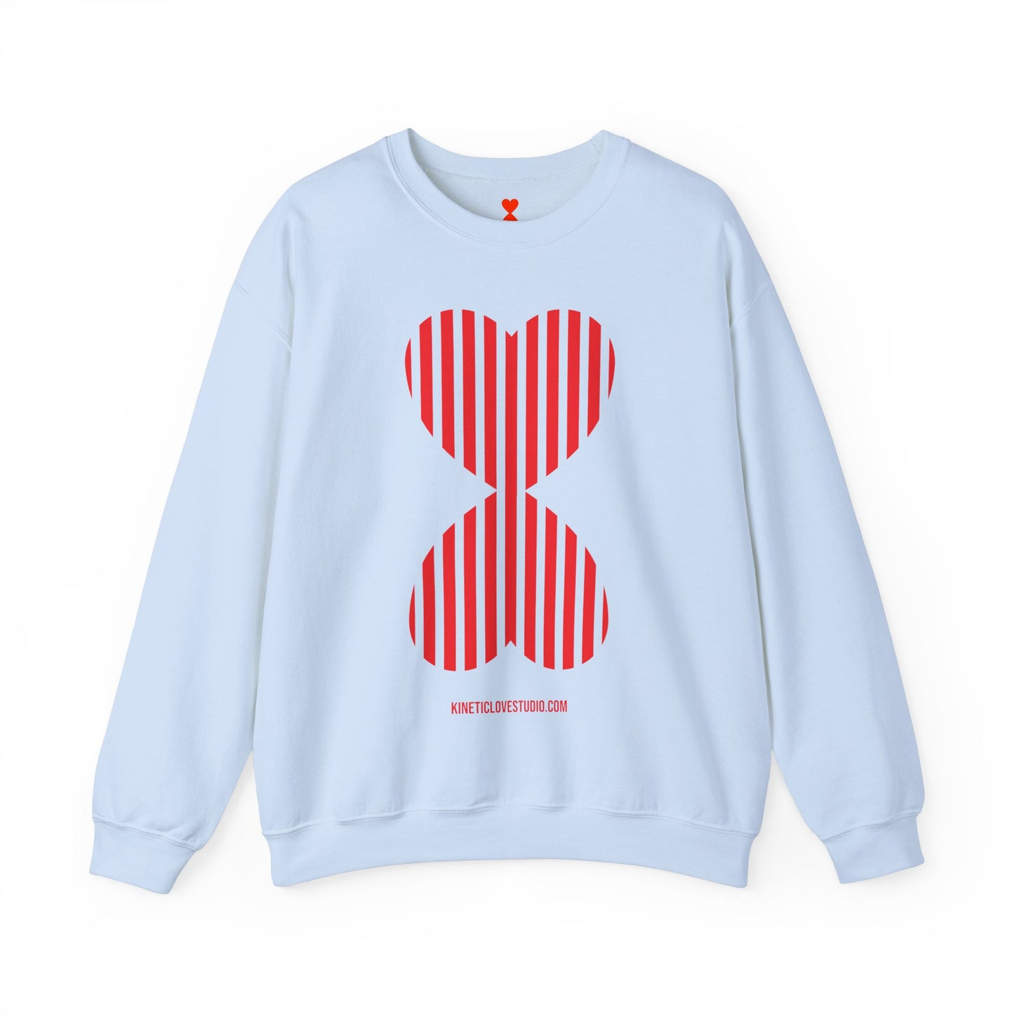 Red Striped Double Hearts Contemporary Design Unisex Sweatshirt - Signature Collection by Kinetic Love Studio