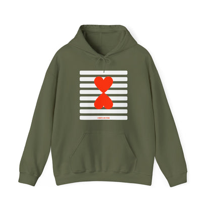 Paris Street Style Couple Hoodie - Stripes & Double Heart Design