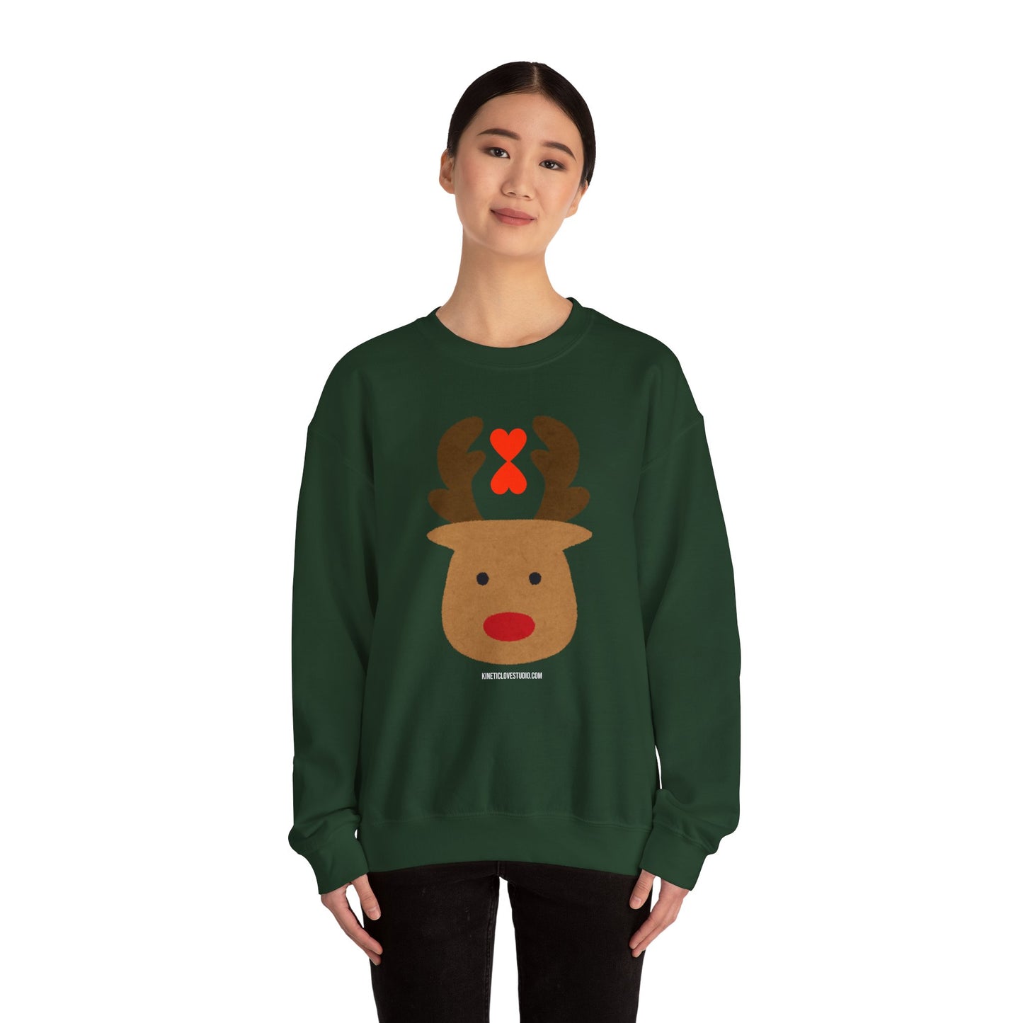 Christmas Reindeer Couple Sweatshirt Green - Modern Holiday Edition Unisex