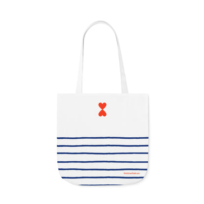 Canvas Tote Bag White Navy Stripes - French Chic Stylish Trendy Design