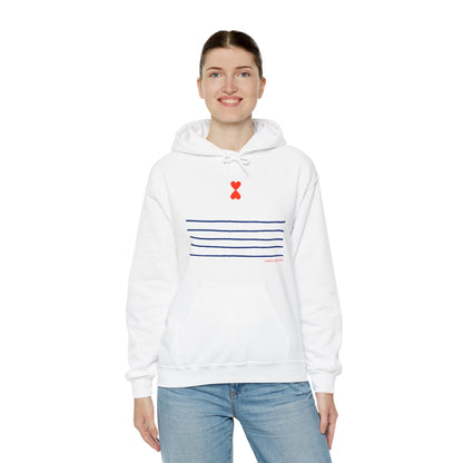 Paris Street Style Hoodie - Stripes & Double Heart Design