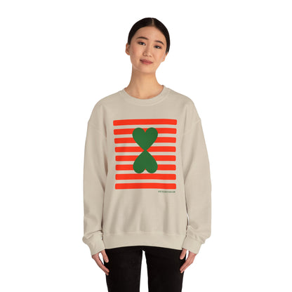 Holiday Edition Modern Couple Sweatshirt - White Stripes Red Hearts