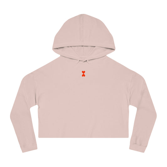 Cute Simple Double Hearts Women’s Cropped Hooded Sweatshirt | Basic Collection Kinetic Love Studio