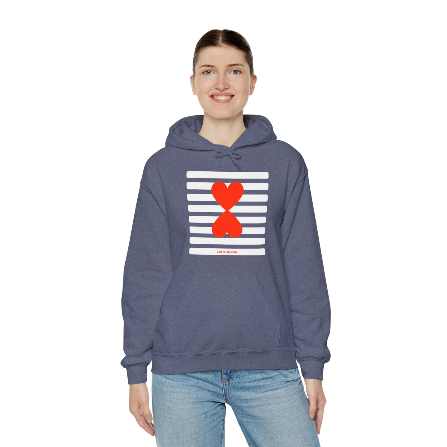 Paris Street Style Couple Hoodie - Stripes & Double Heart Design