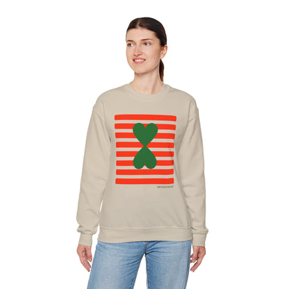 Holiday Edition Modern Couple Sweatshirt - White Stripes Red Hearts