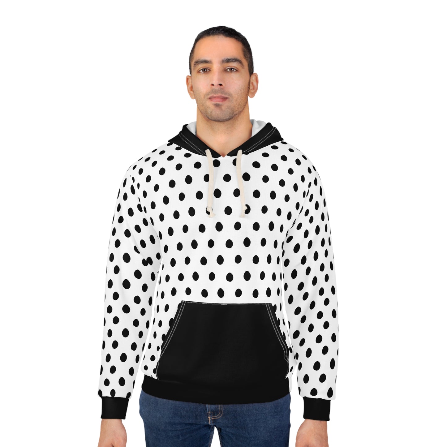 Polka Dots Black & White Designer Unisex Pullover Hoodie