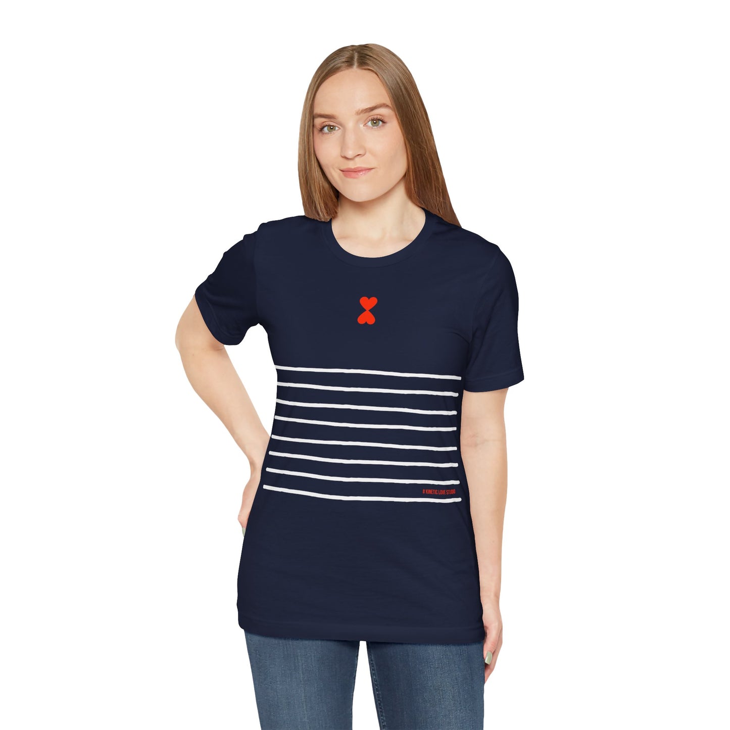 Striped Heart Unisex Tee - French Chic Design for Couples