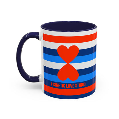 Coffee Mug Blue Red White Stripes Parisian Trendy Style Modern Contemporary Design