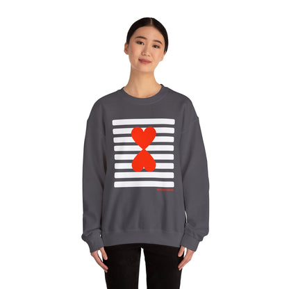 Holiday Edition Modern Couple Sweatshirt - White Stripes Red Hearts