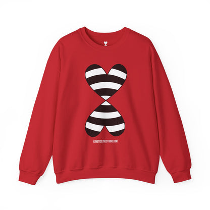 Black & White Striped Modern Double Hearts Red Sweatshirt F24