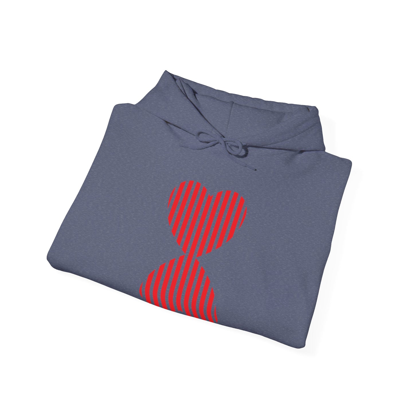 Striped Heart Hooded Sweatshirt Hoodie - Modern Red Heart Design