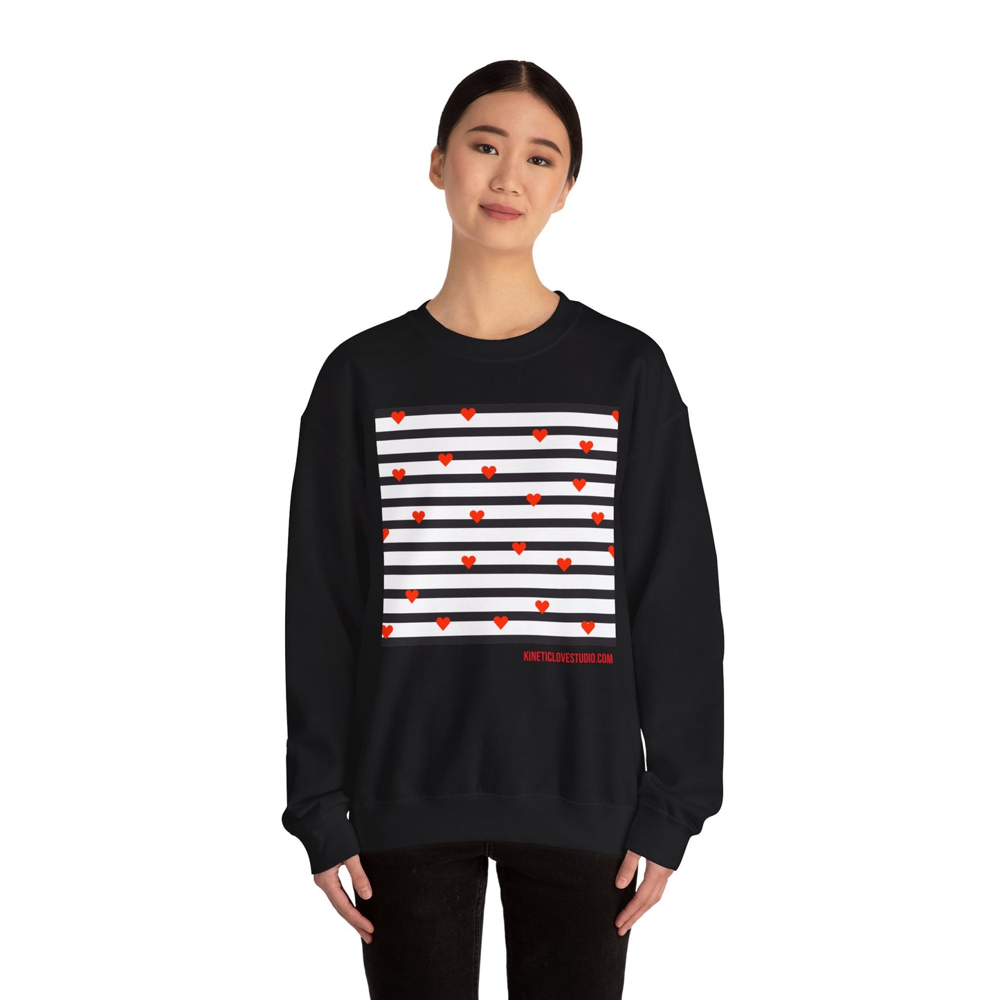 Black & White Stripes Tiny Hearts Contemporary Design Unisex Sweatshirt