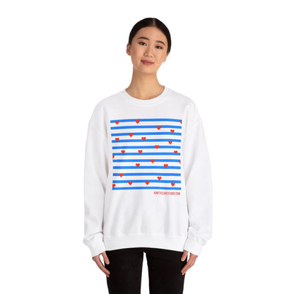 Blue Stripes Tiny Hearts Contemporary Design Unisex Sweatshirt - Signature Collection by Kinetic Love Studio