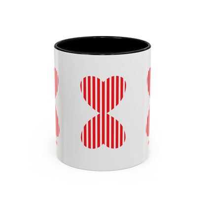 Coffee Mug Red Stripe Hearts Parisian Trendy Style Modern Contemporary Design