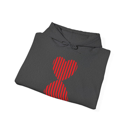 Paris Style Striped Heart Modern Design Khaki Hooded Sweatshirt Hoodie - Modern Red Heart Design