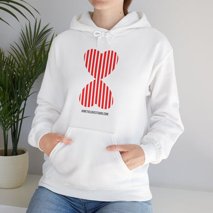 Paris Modern Design Striped Heart Navy Hooded Sweatshirt Hoodie - Modern Red Heart Design